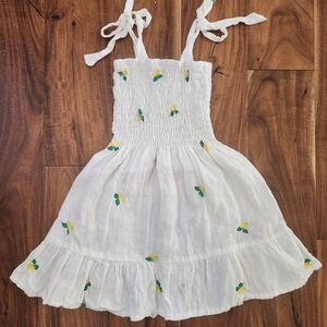 Mario Romano Italian Smocked White Linen Dresses With Lemon Embroidery. XS. 2T